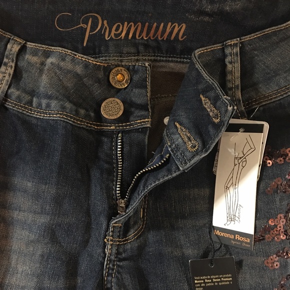 Morena Rosa Calca Premium Sequin Skinny Jeans Size 38 - Picture 12 of 16